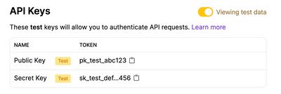 Change API test keys.
