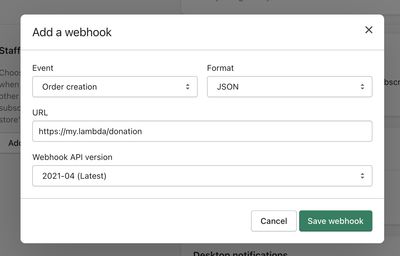 Adding a shopify webhook