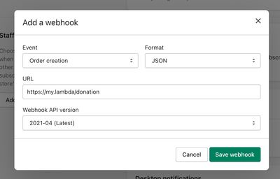 Adding a shopify webhook